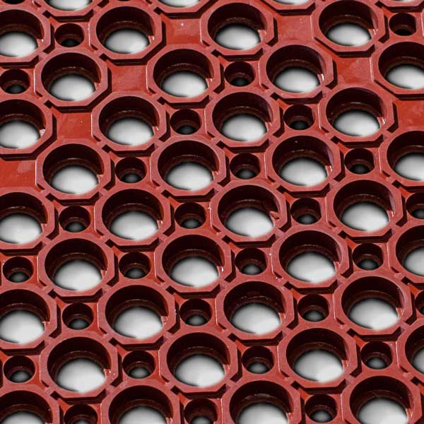 Red Commercial Kitchen Mat Close Up