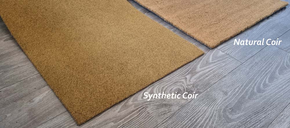 Synthetic and Natural Coir Roll side by side