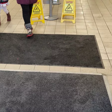 Entrance Mats with Wet Floor Signs